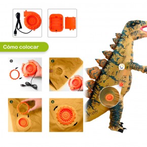 Disfraz Dinosaurio Estegosaurio Gigante Inflable Adulto DNESTEGO